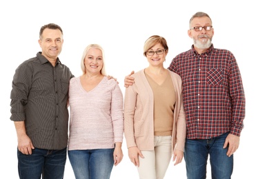 Photo of Happy senior couples on white background