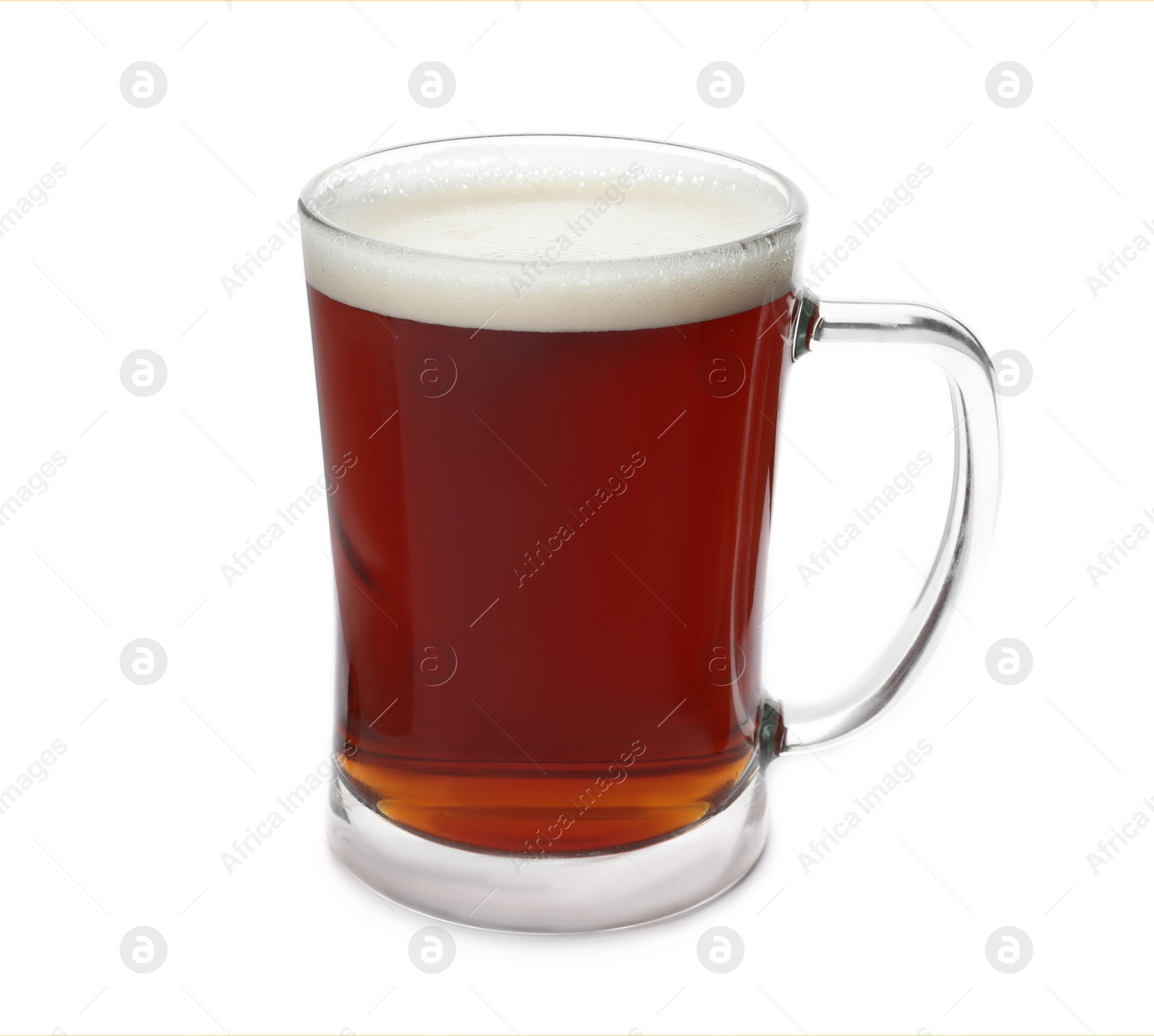 Photo of Mug of delicious kvass isolated on white