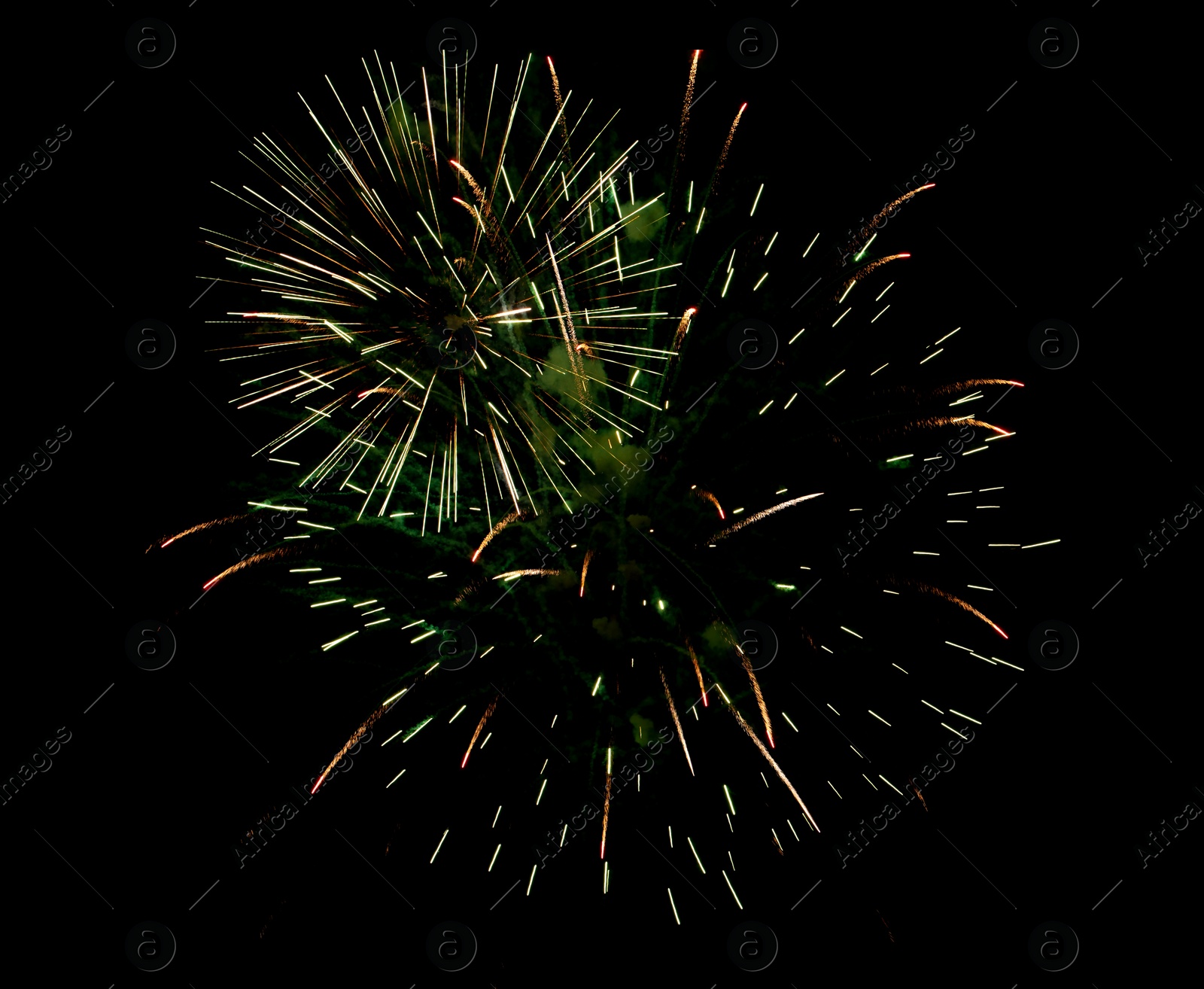 Image of Beautiful bright fireworks lighting up night sky