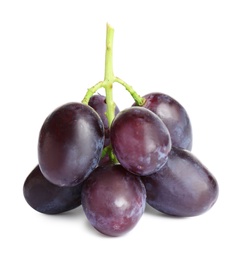 Photo of Fresh ripe juicy pink grapes isolated on white