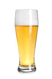 Photo of Glass of fresh beer isolated on white
