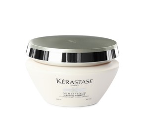 MYKOLAIV, UKRAINE - SEPTEMBER 08, 2021: Jar of Kerastase hair care cosmetic product isolated on white