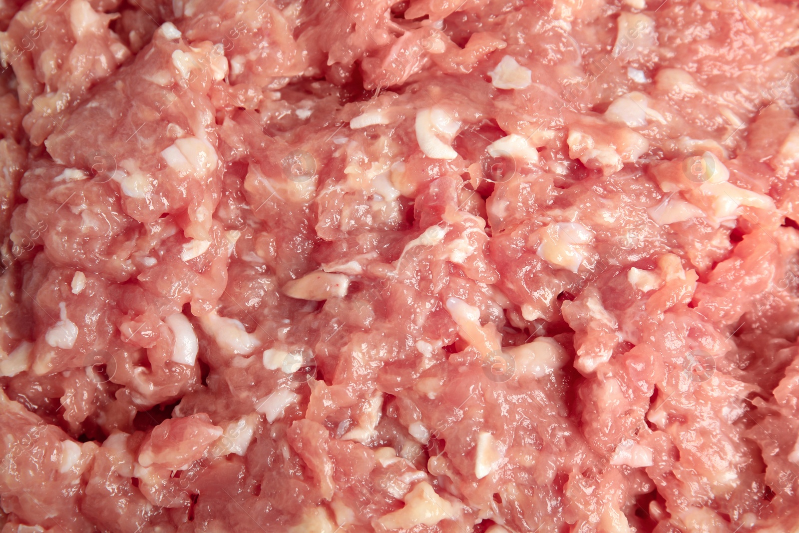 Photo of Raw chicken minced meat as background, top view