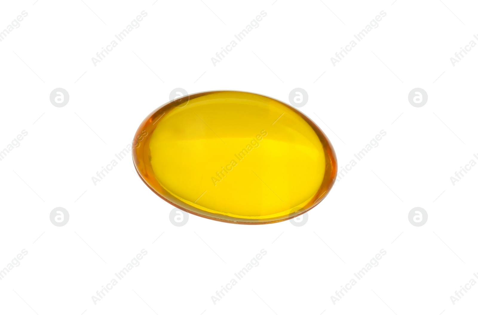 Photo of One vitamin capsule isolated on white. Health supplement