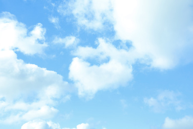 Picturesque view of beautiful blue sky with fluffy white clouds