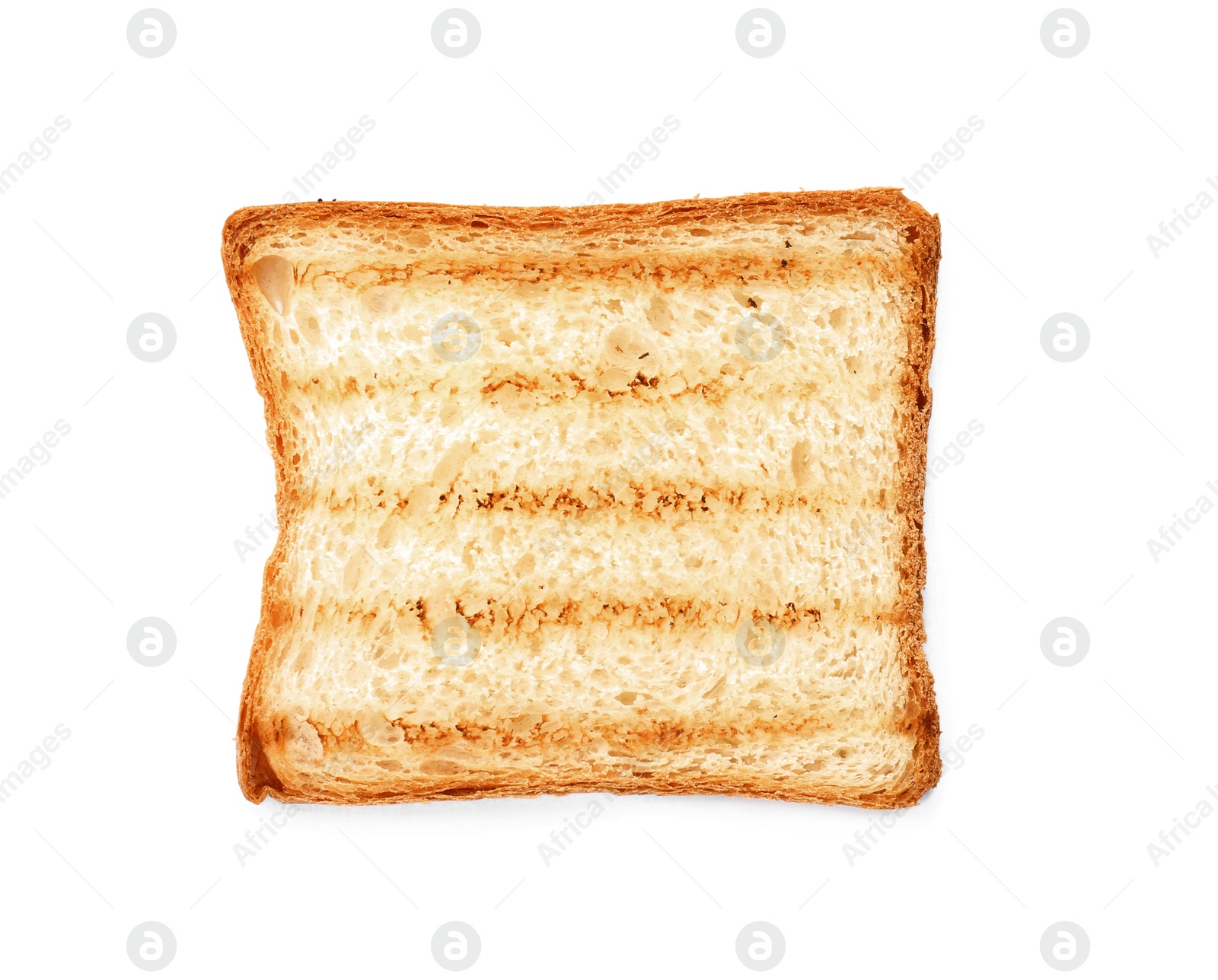 Photo of Toasted bread on white background, top view