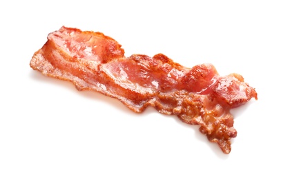 Fried bacon on white background