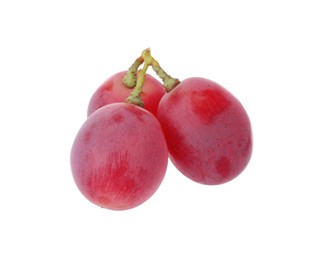 Photo of Tasty ripe red grapes isolated on white