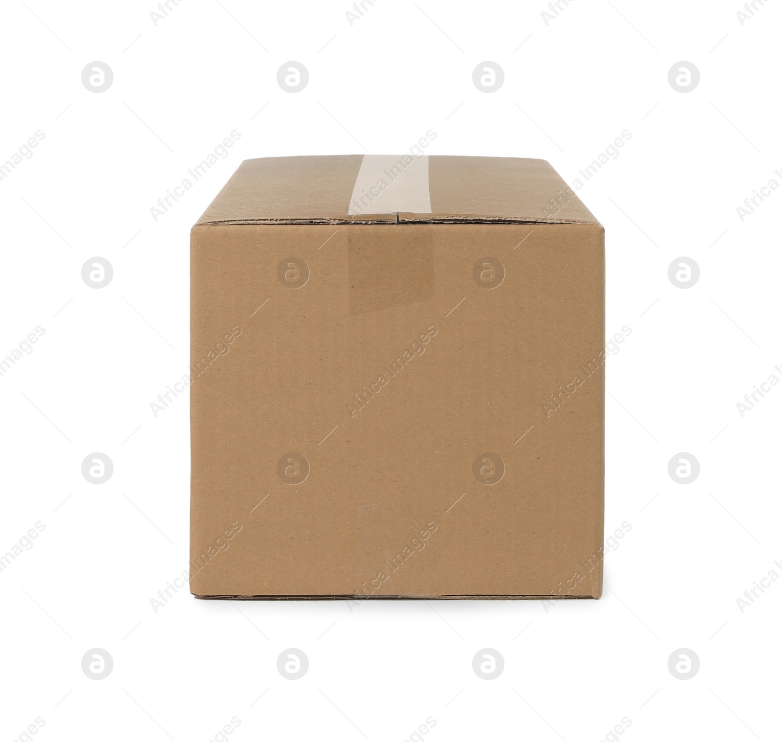 Photo of One closed cardboard box isolated on white. Delivery service