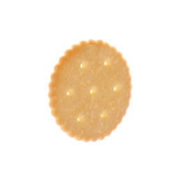 Photo of Crispy cracker isolated on white. Delicious snack