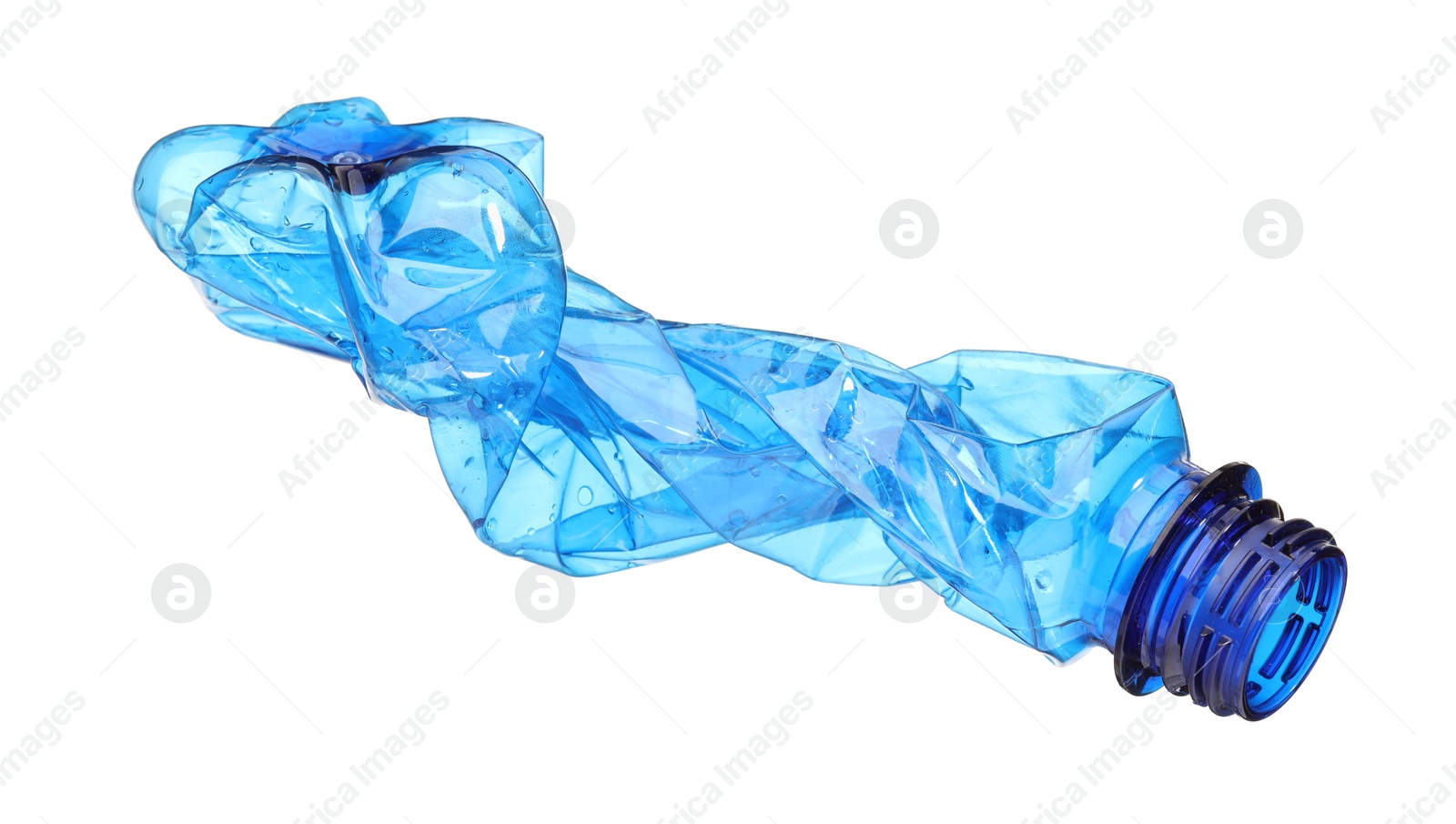 Photo of Crumpled disposable plastic bottle isolated on white