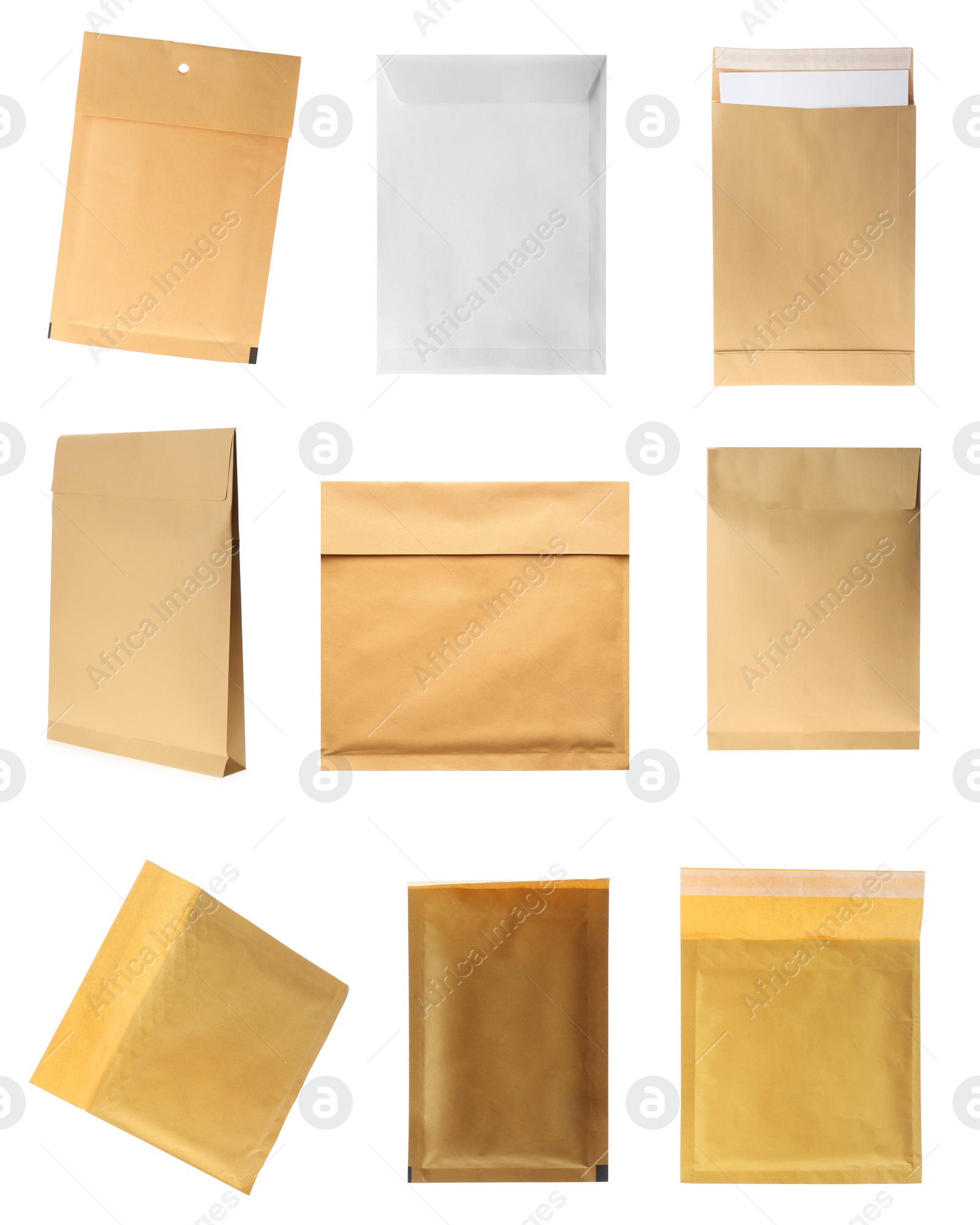 Image of Set of paper envelopes isolated on white 