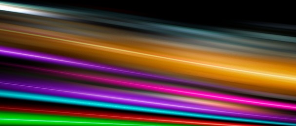 Colorful speed light trails, motion blur effect. Banner design