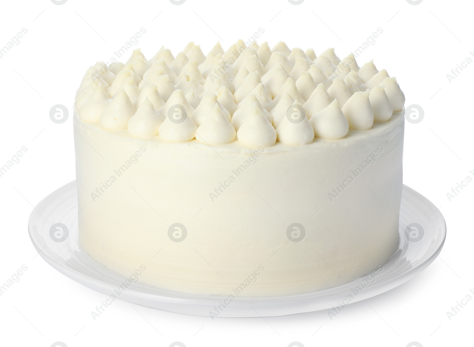 Photo of One delicious tiramisu cake isolated on white