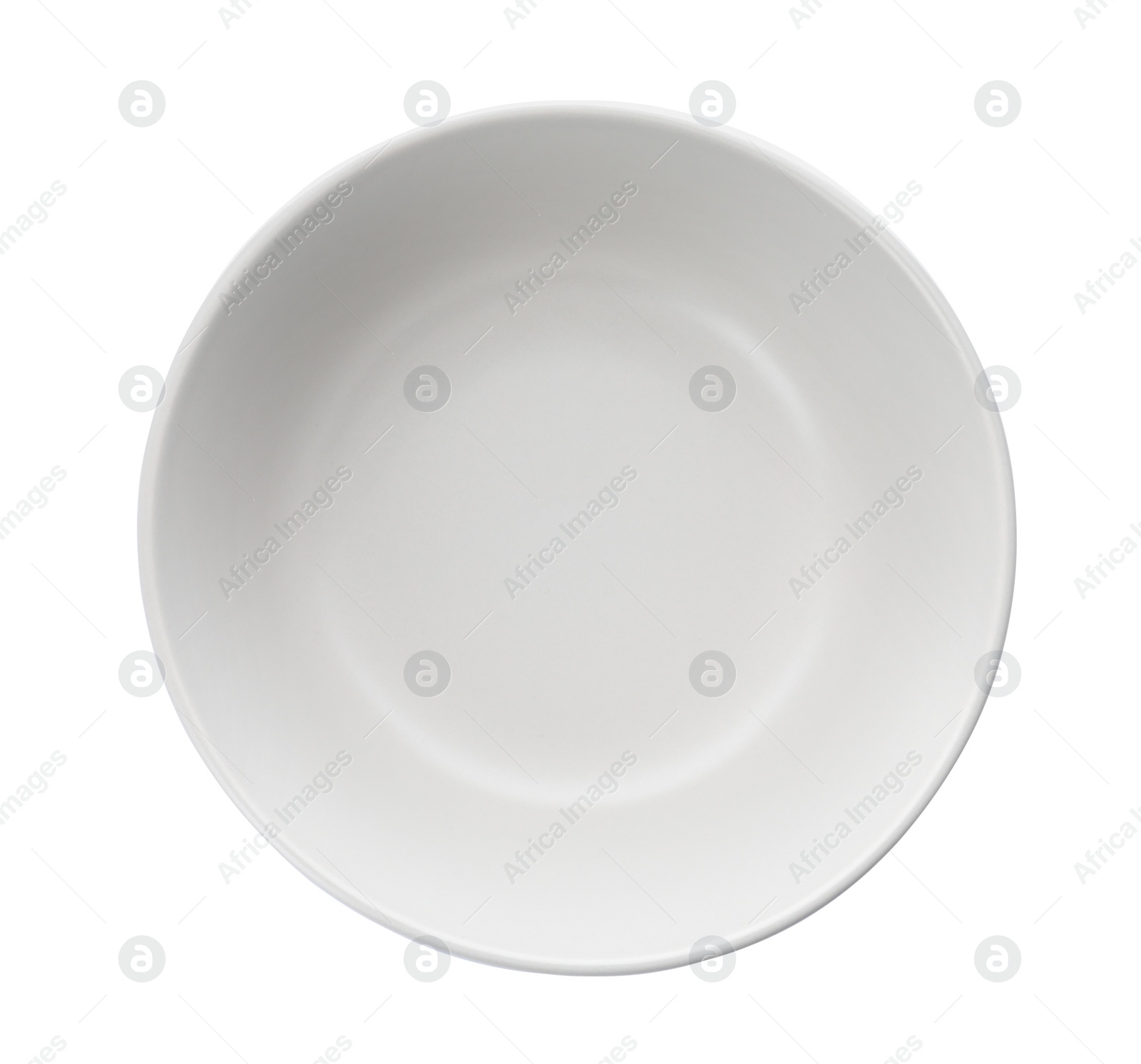 Photo of Clean empty ceramic bowl isolated on white, top view