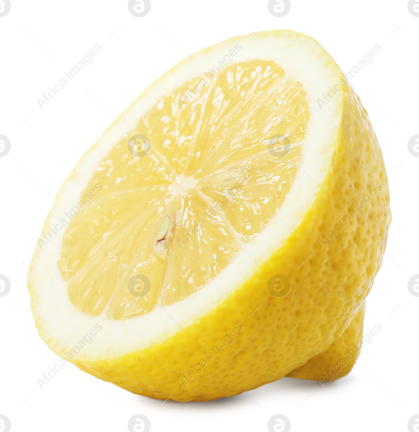 Photo of Half of lemon isolated on white. Citrus fruit