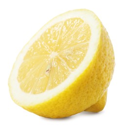 Photo of Half of lemon isolated on white. Citrus fruit