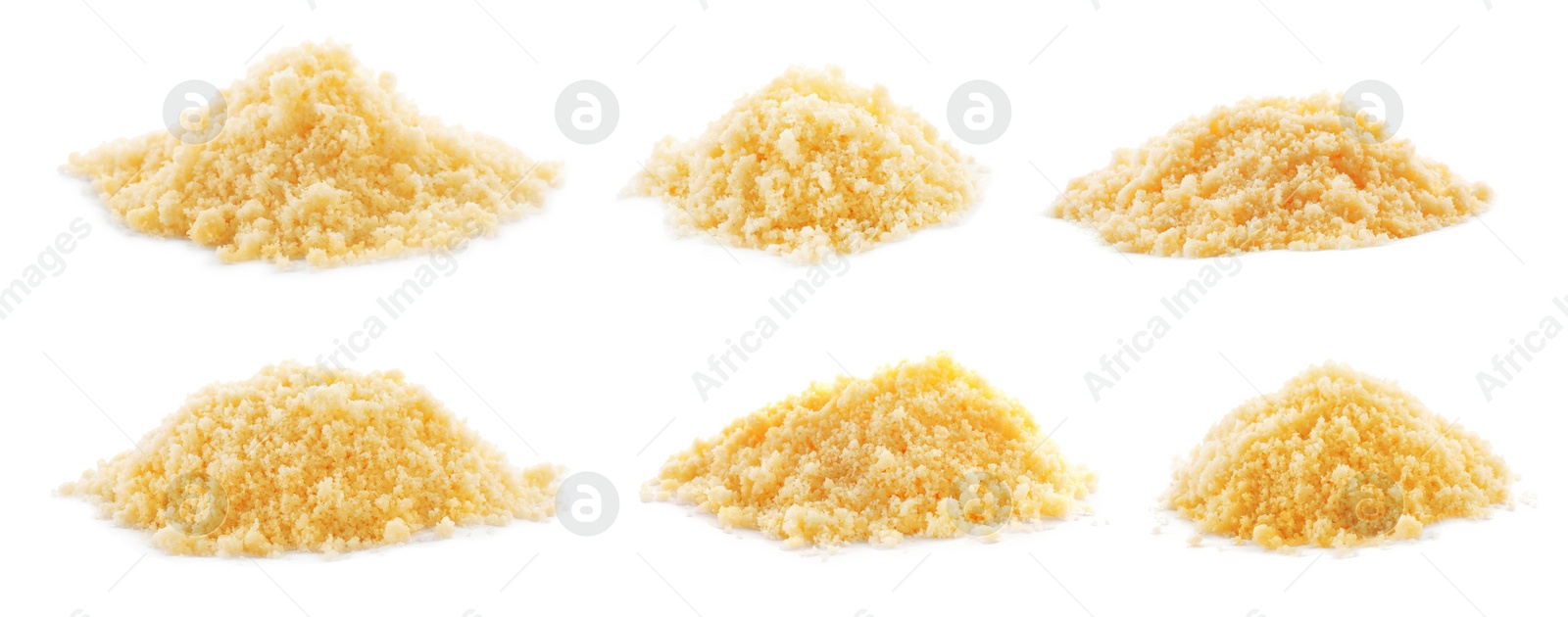 Image of Set with delicious parmesan cheese on white background. Banner design