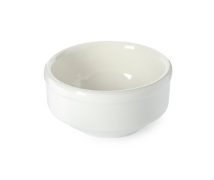Photo of New ceramic bowl isolated on white. Tableware