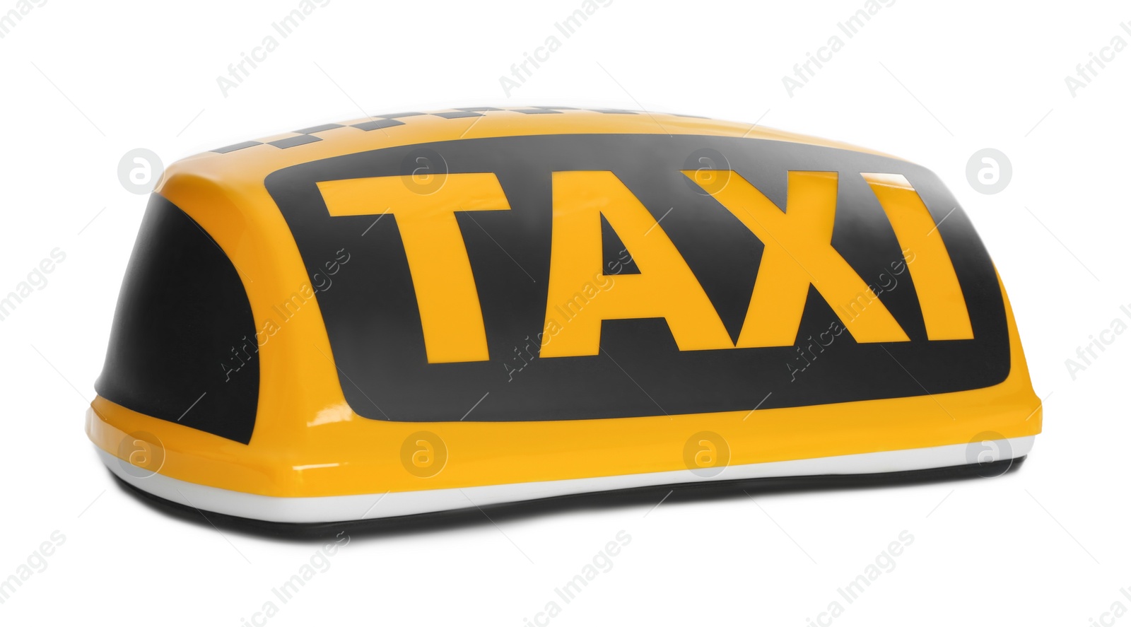 Photo of Yellow taxi roof sign isolated on white