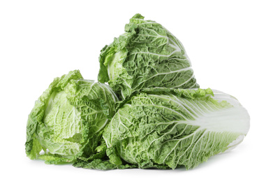 Fresh ripe Chinese cabbages isolated on white