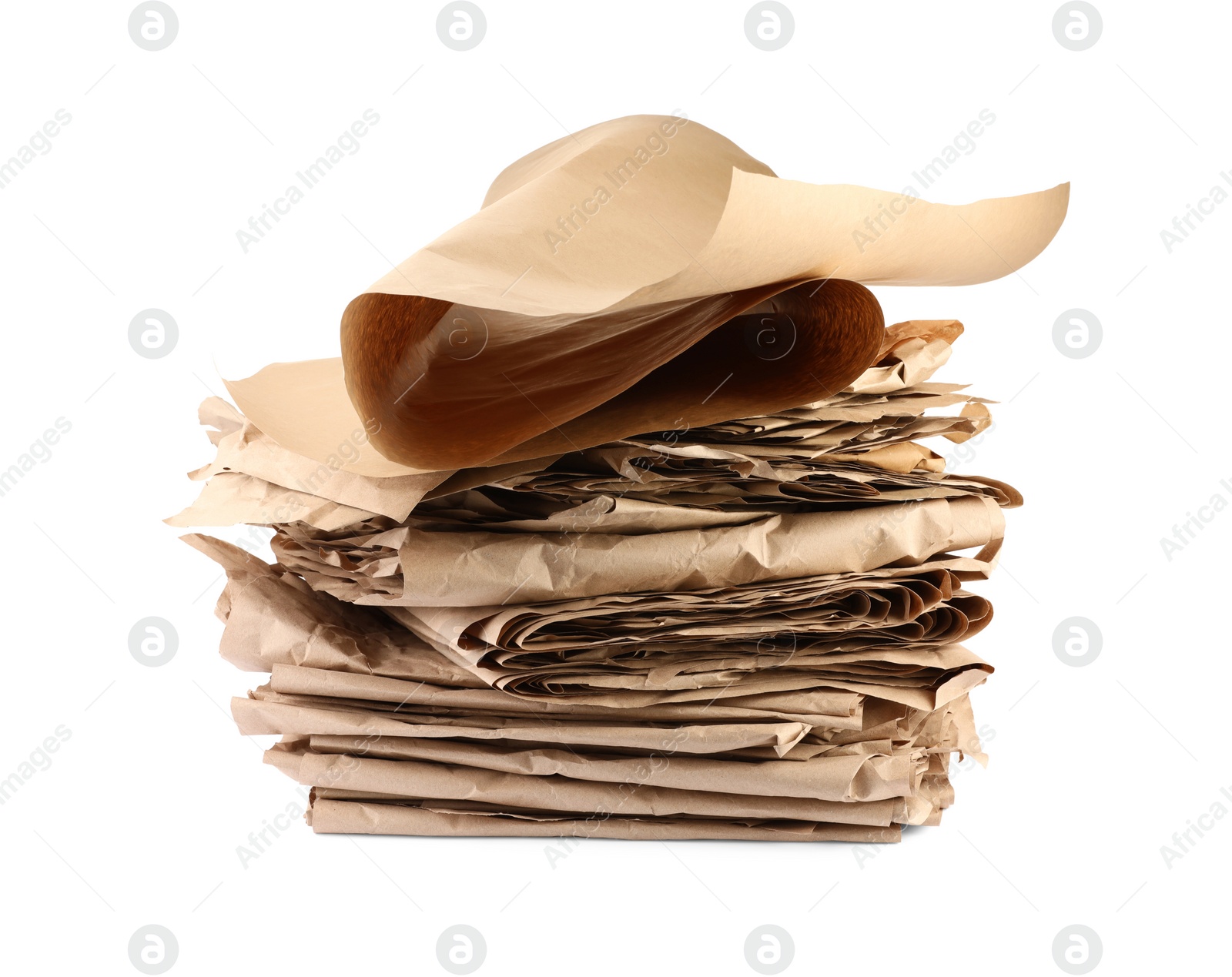 Photo of Stack of waste paper isolated on white