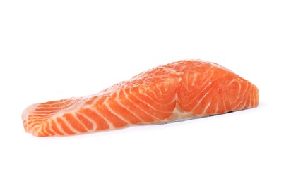 Photo of Piece of fresh raw salmon isolated on white