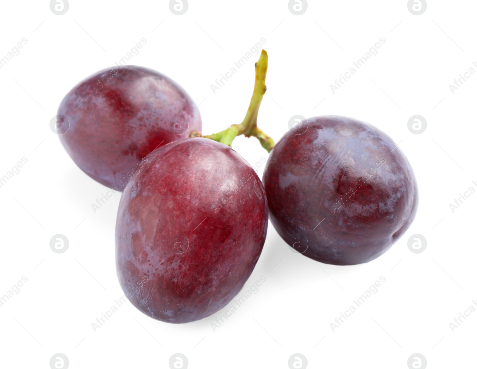 Photo of Fresh ripe juicy pink grapes isolated on white