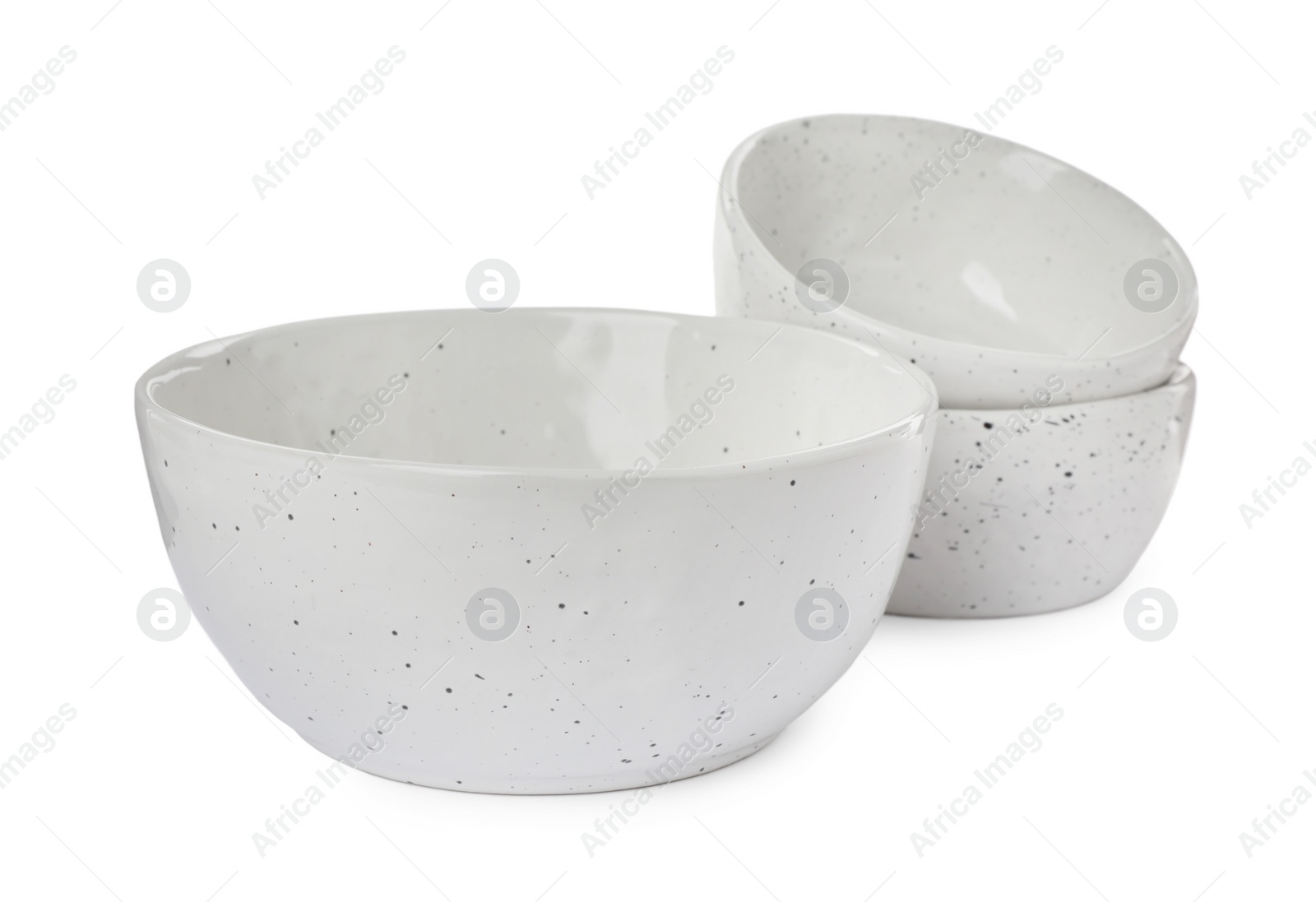 Photo of Beautiful empty ceramic bowls on white background