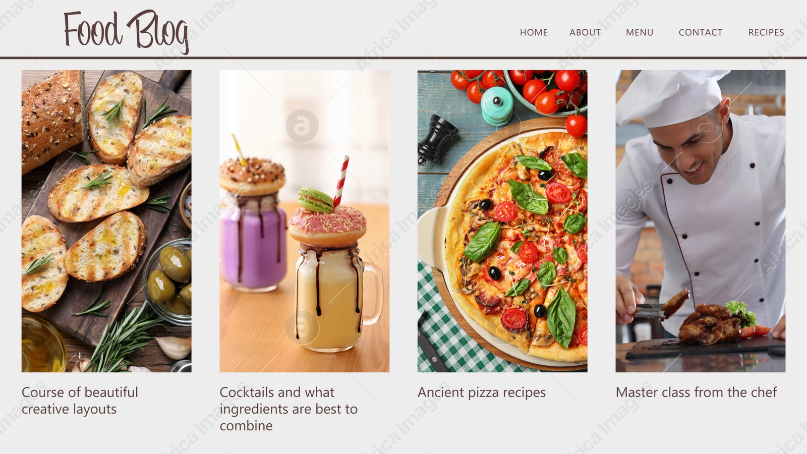 Image of Homepage design of food blog web site