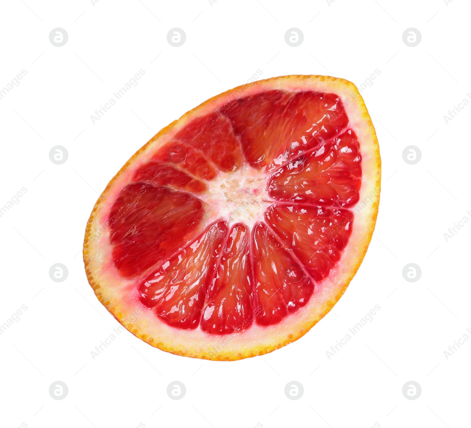 Photo of Cut ripe red orange isolated on white