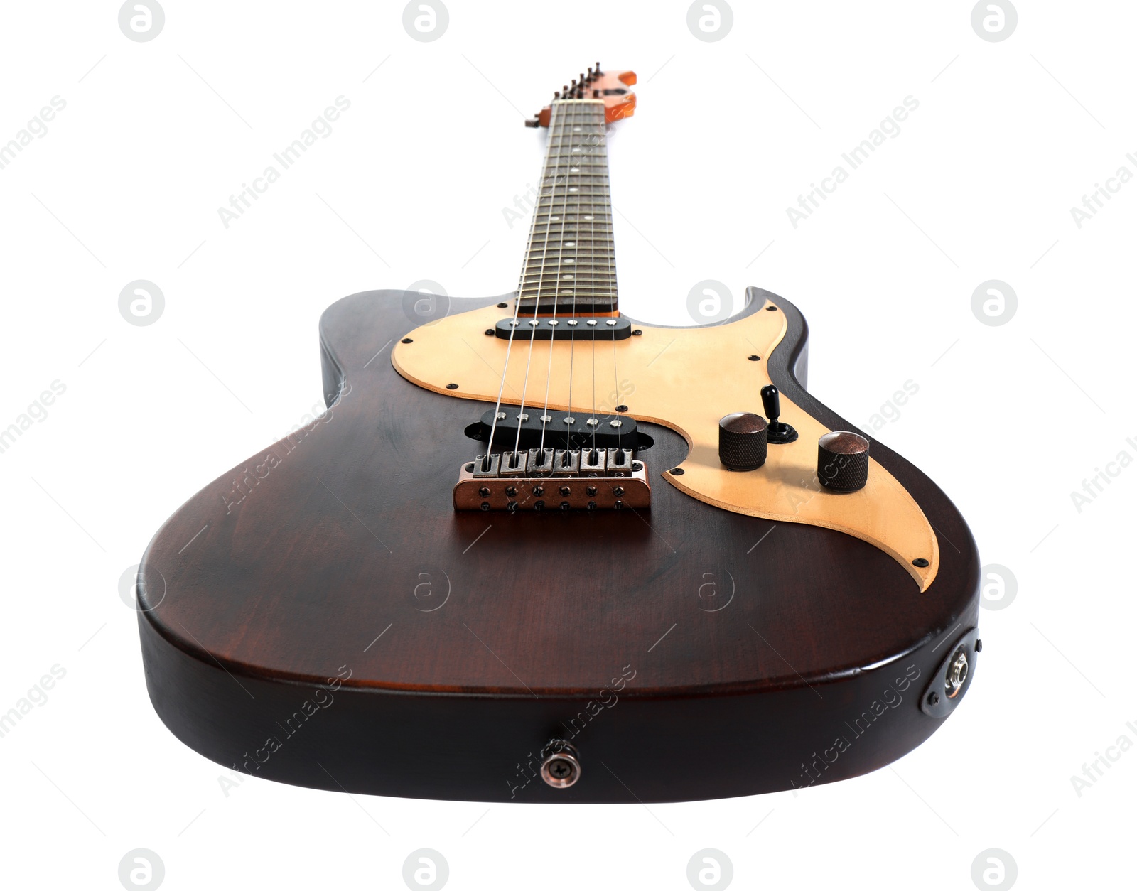 Photo of Electric guitar on white background. Musical instrument