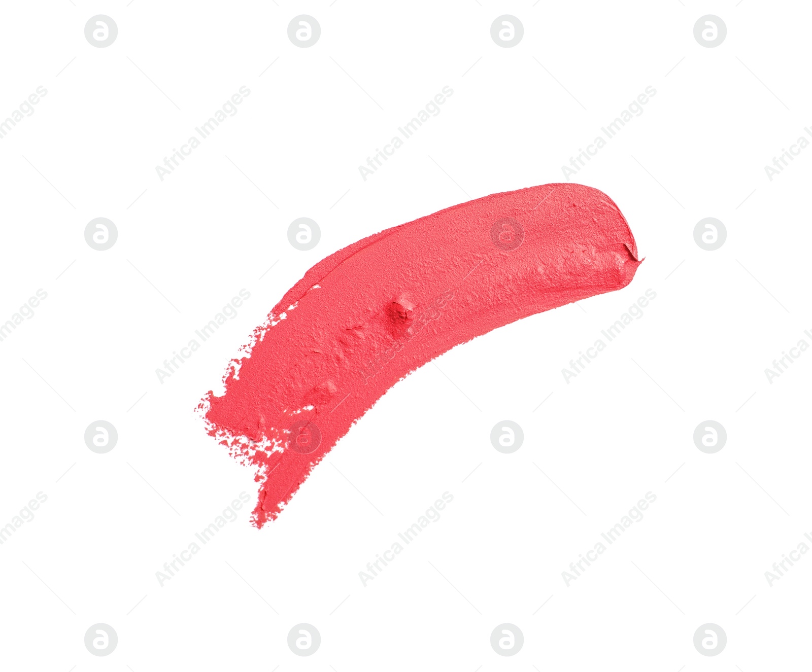 Photo of Stroke of lipstick on white background, top view