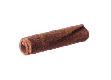 Photo of One aromatic cinnamon stick isolated on white