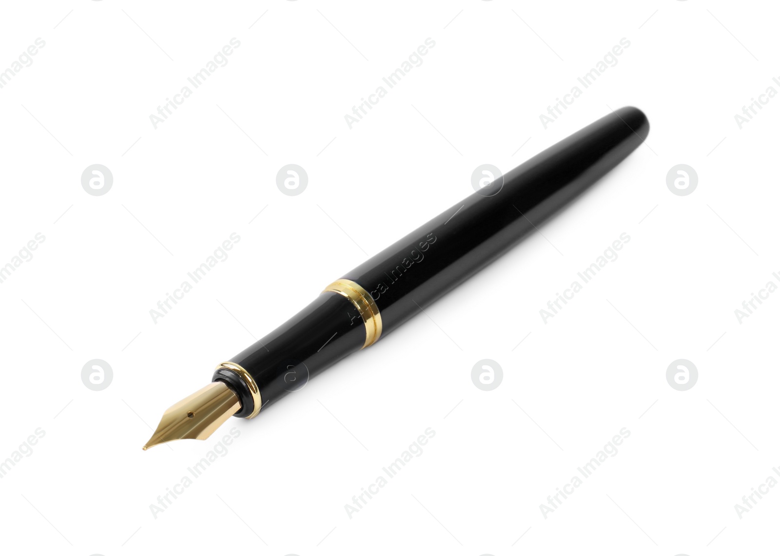 Photo of Stylish black fountain pen isolated on white