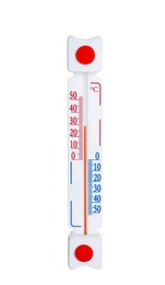 Weather thermometer on white background