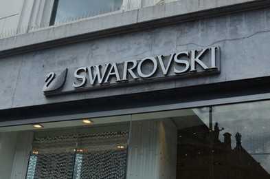 Photo of Amsterdam, Netherlands - June 18, 2022: Swarovski accessory store logo on building outdoors