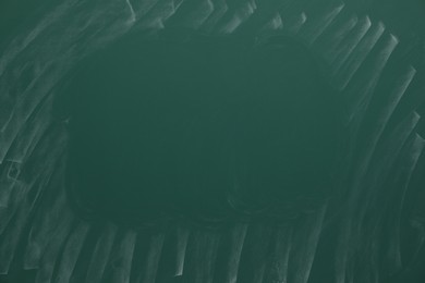 Photo of Dirty green chalkboard as background. School equipment