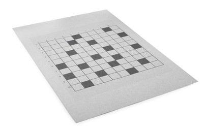Photo of Blank crossword isolated on white. Intellectual entertainment