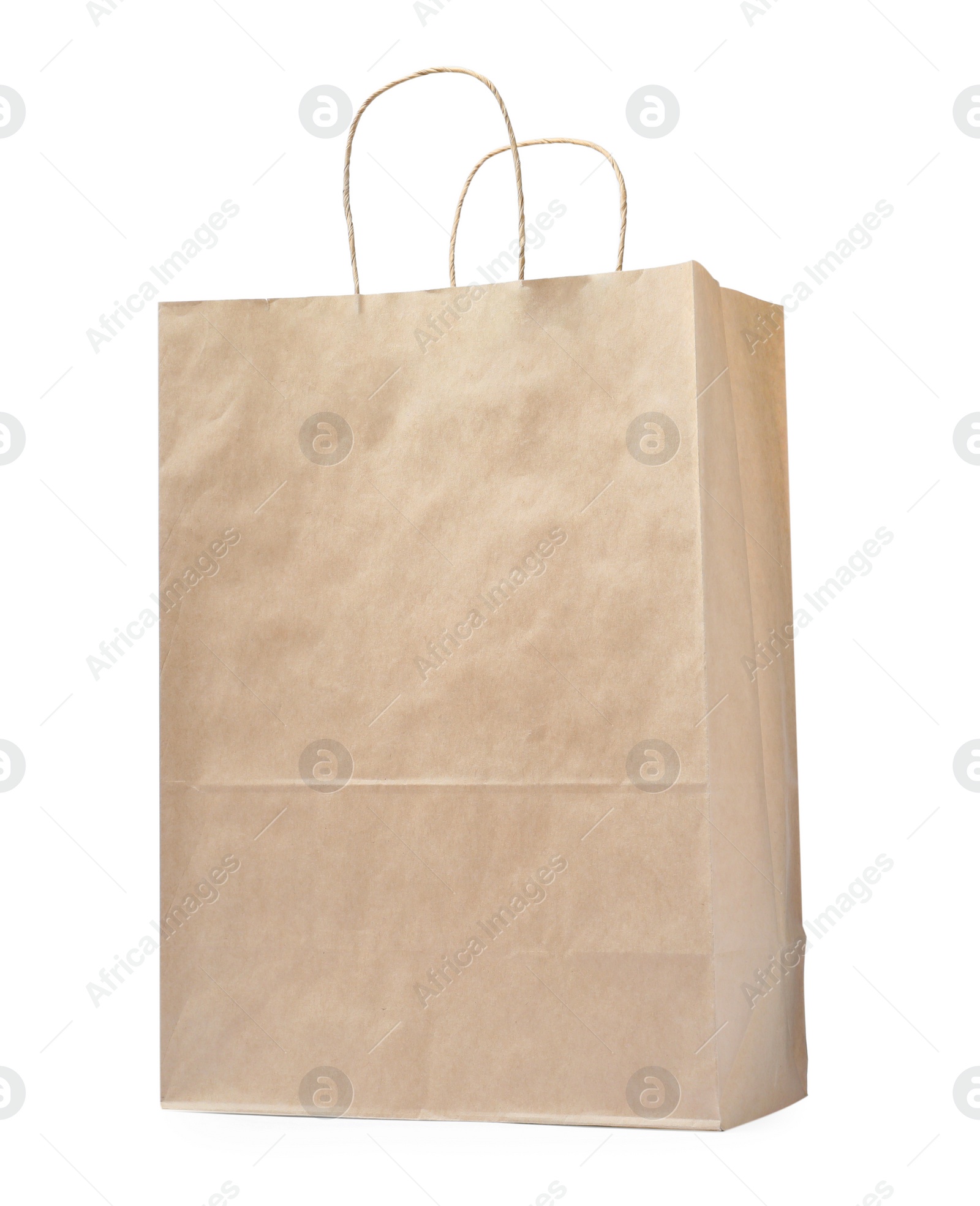 Photo of Kraft shopping paper bag isolated on white