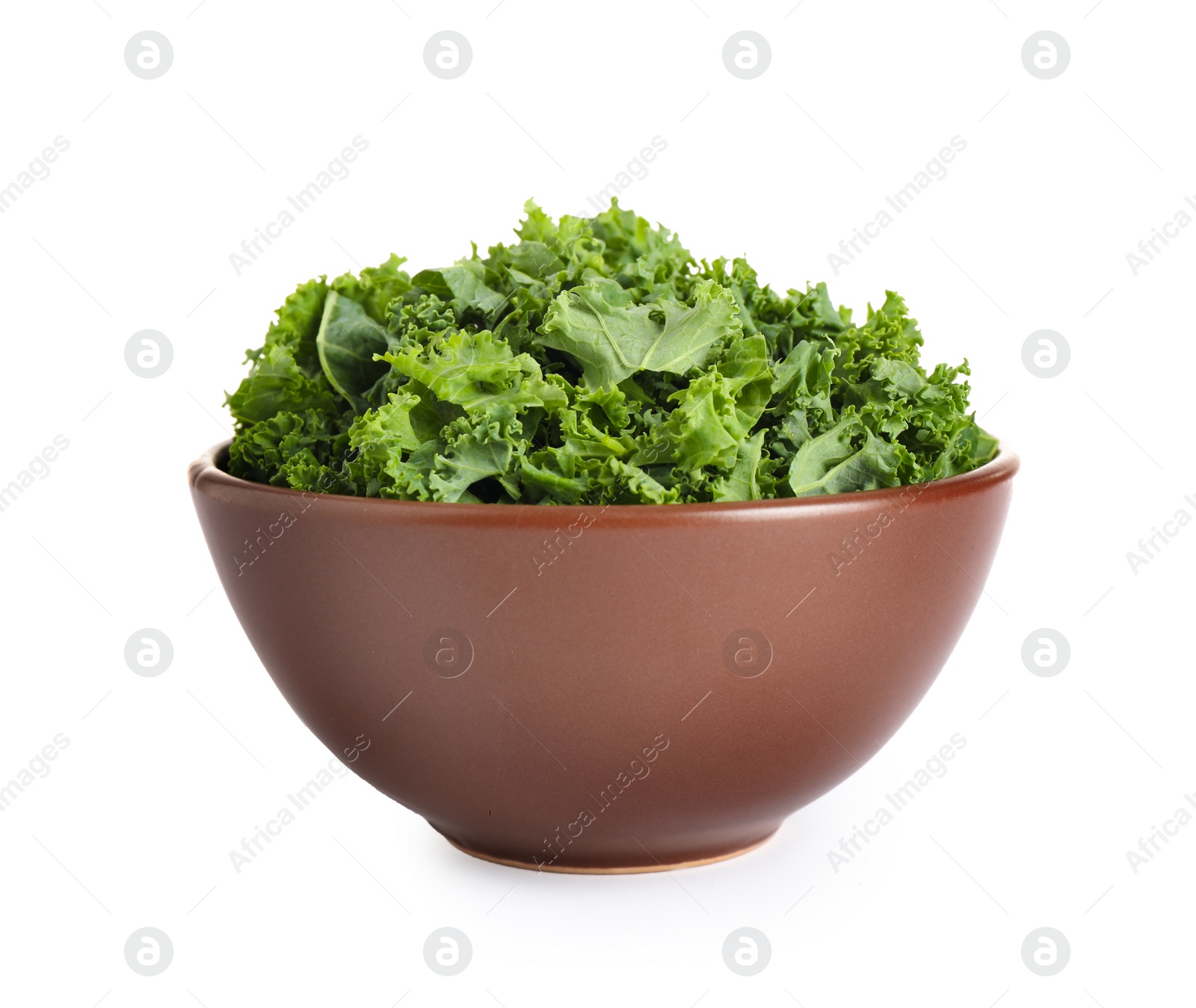 Photo of Fresh green kale leaves isolated on white