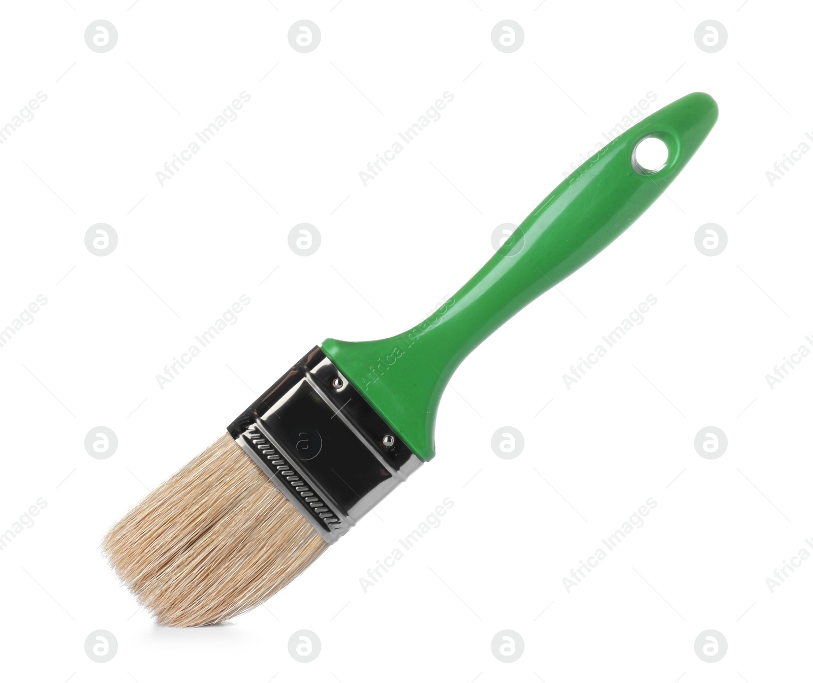 Photo of New paint brush on white background. Decorating tool