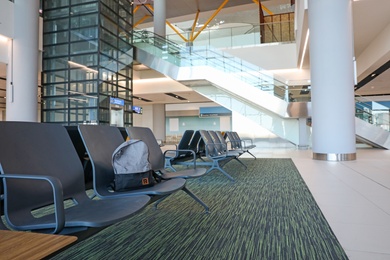 ISTANBUL, TURKEY - AUGUST 13, 2019: Waiting area in new airport terminal