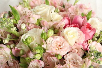 Photo of Beautiful bouquet of fresh flowers, closeup view