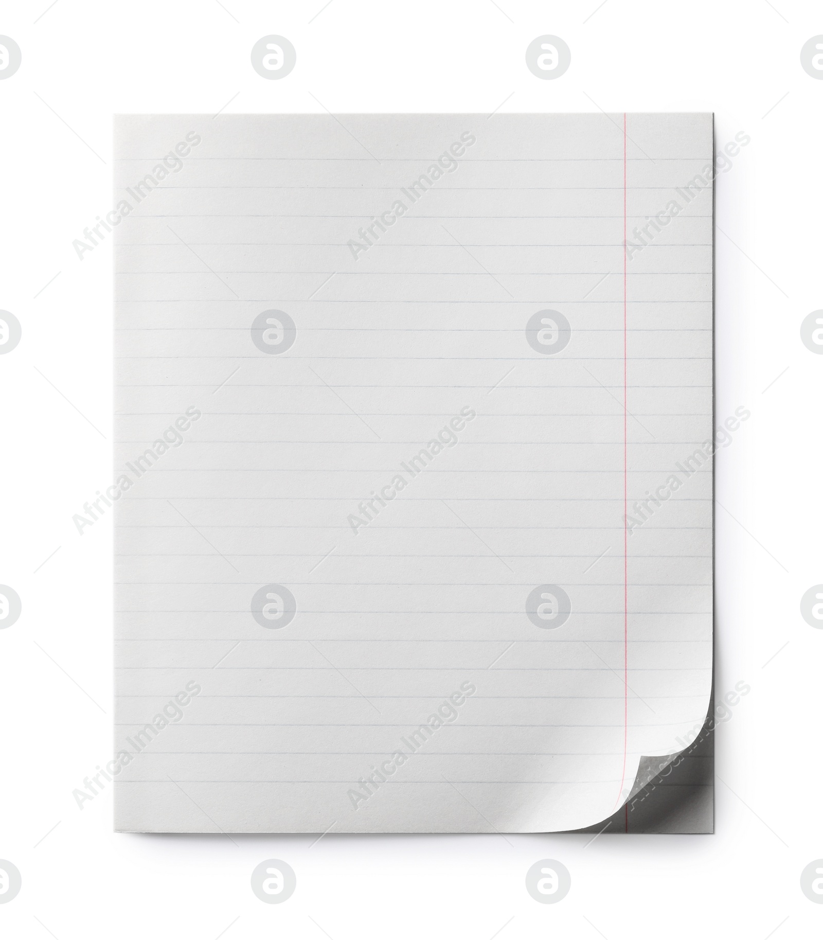 Photo of Copybook paper sheet on white background, top view