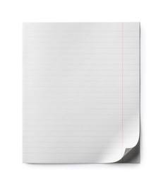 Photo of Copybook paper sheet on white background, top view