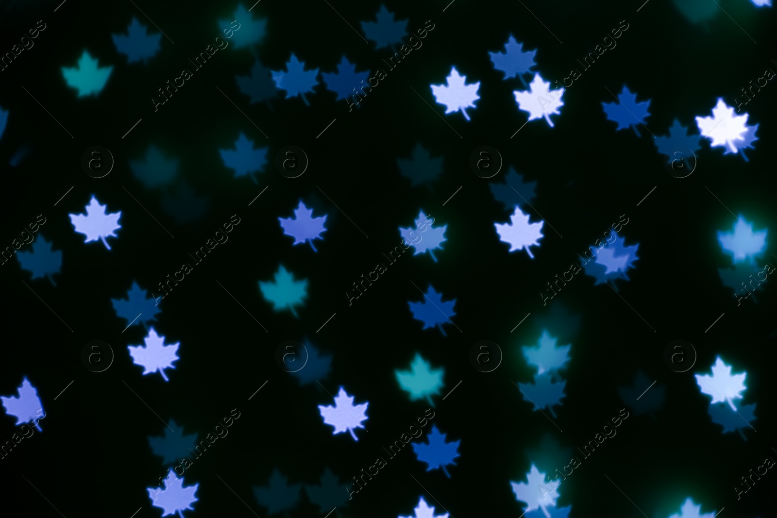 Photo of Beautiful maple leaf shaped lights on dark background