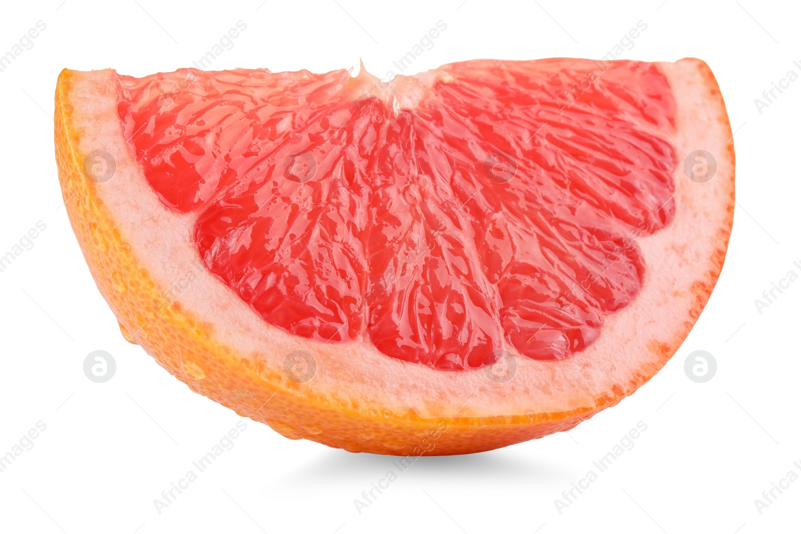 Photo of Cut ripe grapefruit isolated on white. Citrus fruit