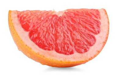 Cut ripe grapefruit isolated on white. Citrus fruit