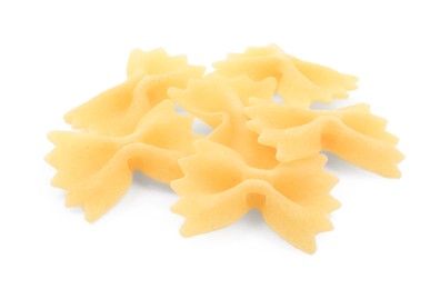 Photo of Raw farfalle pasta isolated on white. Italian cuisine